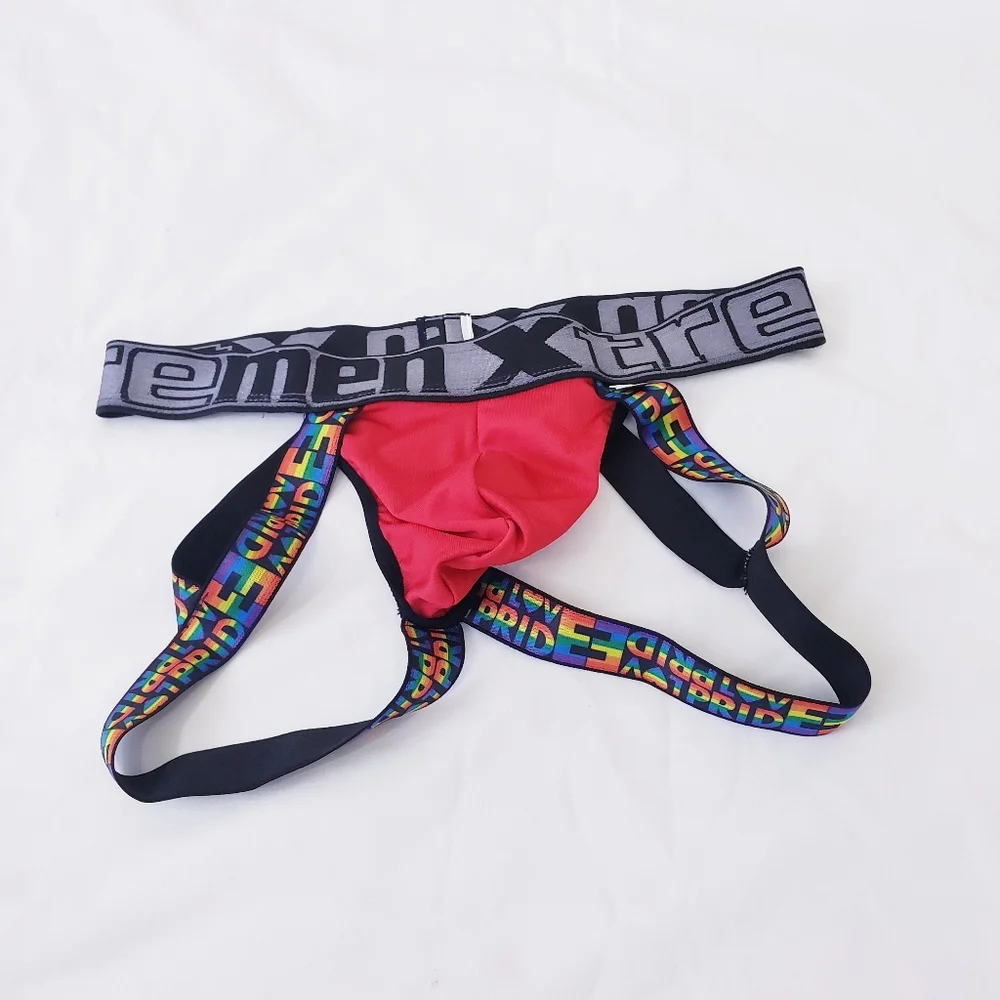 Xtremen Red Pride Jockstrap Mens Underwear LGBT Size Medium NWOT